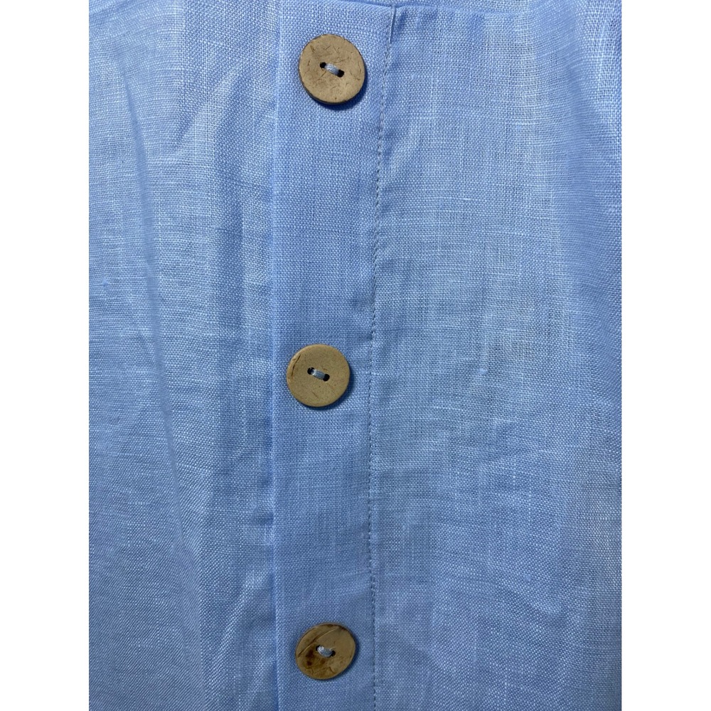 Lintico Linen Round Neck Asymmetrical Button Front Midi Dress JELENA Women LARGE - Picture 6 of 10
